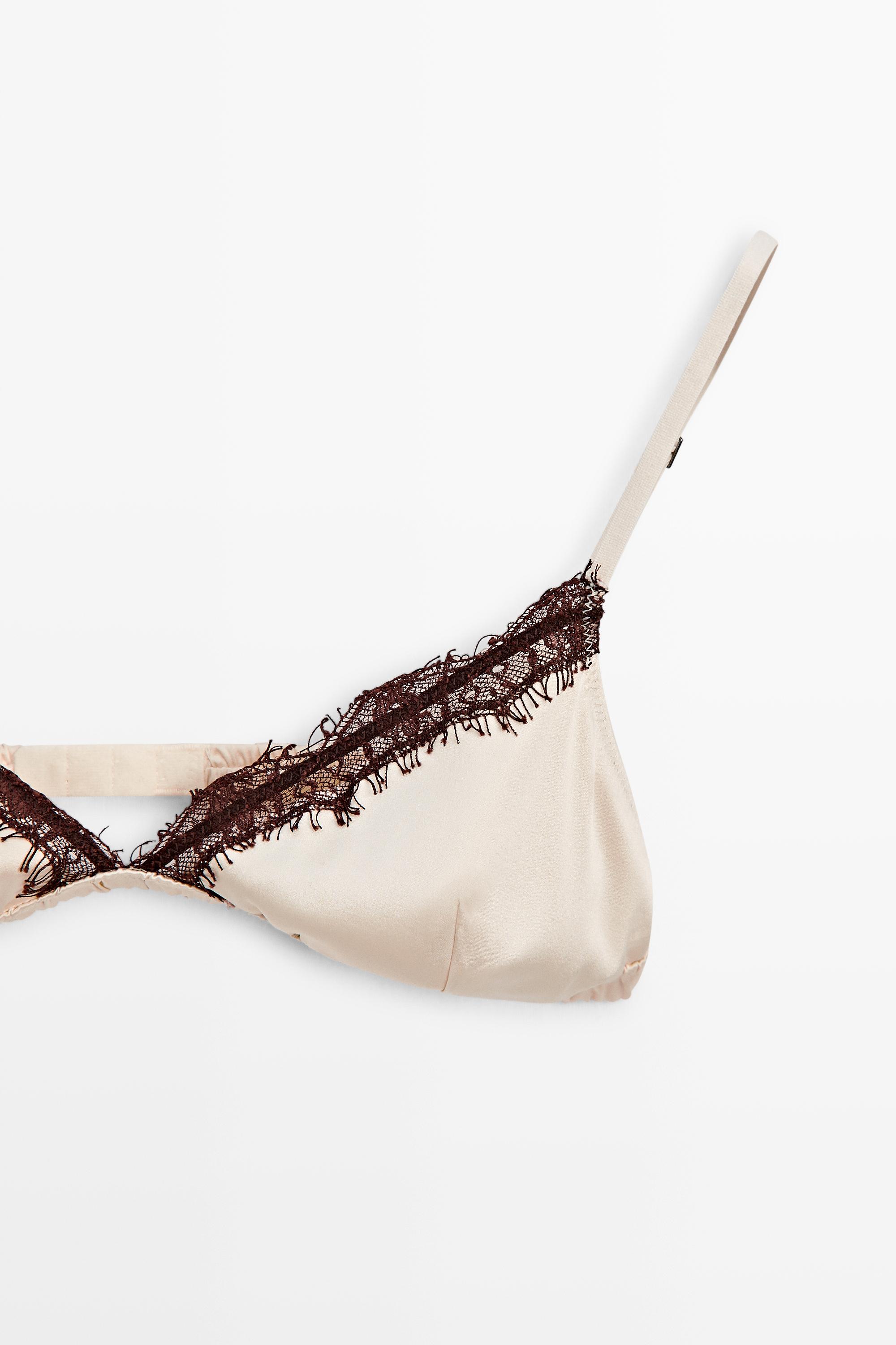 Soutien-gorge triangle en dentelle mélangé de soie